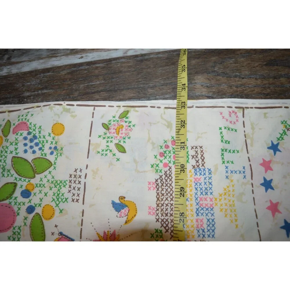 Vintage Utica Tastemaker Faux Cross Stitch Americana Twin Sheet Set Bicentennial